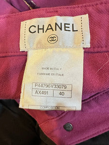 Chanel Soft Raspberry Jeans with Silver Plum Trim FR 40