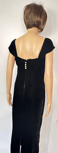 Vintage Chanel Early 1980s Long Velvet Black Evening Gown Size 4