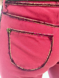 Chanel Soft Raspberry Jeans with Silver Plum Trim FR 40