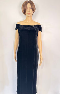 Vintage Chanel Early 1980s Long Velvet Black Evening Gown Size 4