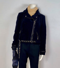 Load image into Gallery viewer, Chanel 06A 2006 Fall Washed Velvet Biker Jacket FR 42