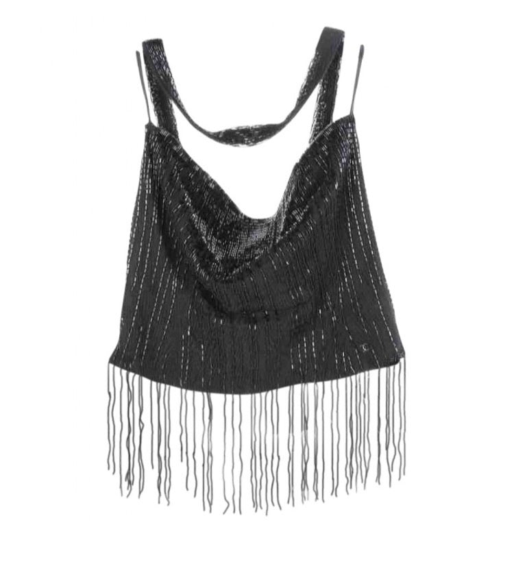 Vintage Chanel 00A, 2000 Fall Autumn Black Tassel Beaded Tube 