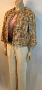 Chanel 12A 2012 Fall Pre Fall Paris Bombay Pink Multicolor Metallic Tweed Jacket FR 40 US 4/6