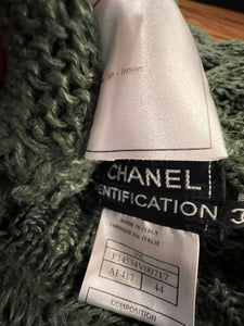 Chanel Identification 00C 2000 Cruise Casual Knit Green Turtleneck Sweater Blouse FR 44 US 8/10