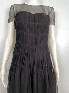 Chanel 05A 2005 Fall Black Silk pleated Dress FR 38 US 4/6