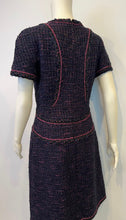 Load image into Gallery viewer, Chanel Navy Blue Black Pink Tweed Dress FR 40 US 6/8