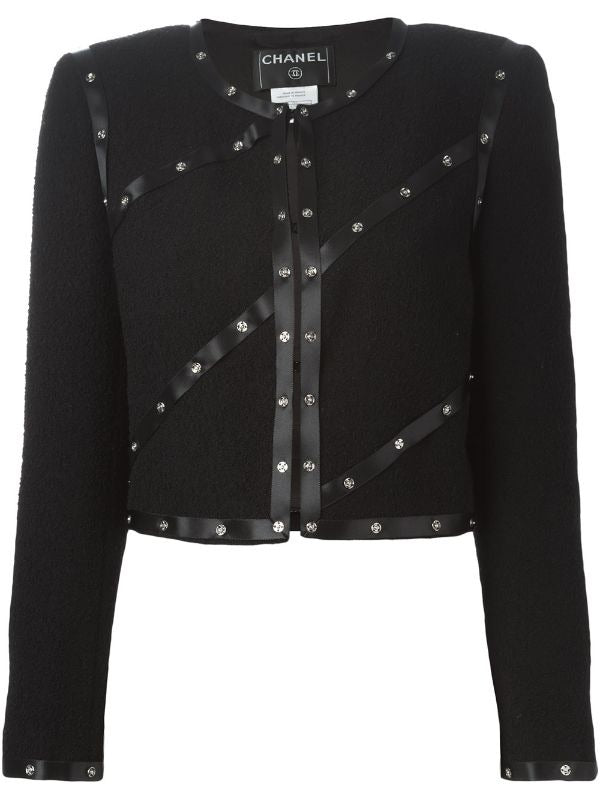 Chanel 2003 Fall 03A Snap Collection black Cropped Boucle