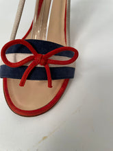 Load image into Gallery viewer, Chanel 08C, 2008 Cruise suede red white blue cork sandal strap Heels EU 37 US 6.5/7