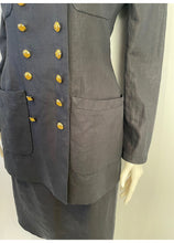 Load image into Gallery viewer, Rare Amazing 22 Buttons 1990 Vintage Chanel Black Linen Skirt Suit FR 38
