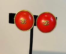 Load image into Gallery viewer, Vintage Chanel 97P 1997 Spring Oversized Coral Orange Clip On Earrings