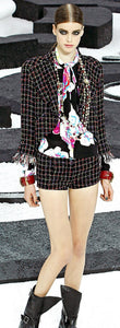 Chanel 11P 2011 Spring Black Floral Silk Chiffon Top Blouse FR 38 US 4/6