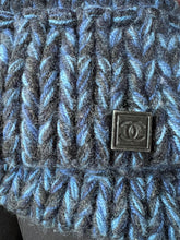Load image into Gallery viewer, Chanel Blue Cashmere Knit Beanie Winter Cap Hat Size Small