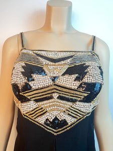 Rare Chanel 1985 Runway Haute Couture Crystal Embellished 2 Piece Dress Jacket Set