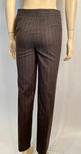 Vintage Chanel Identification 99A, 1999 Fall Gray Brown Pinstripe Pant Suit Set FR 34 US 2