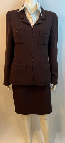 Chanel Vintage 96A 1996 Fall Brown Skirt Suit FR 40 US 6