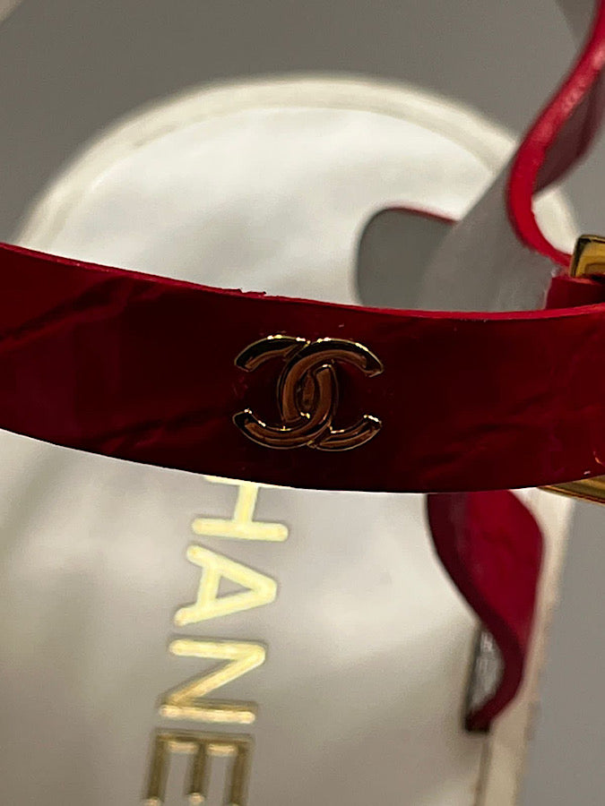 Chanel 14P 2014 Spring Patent Leather Red Chain Wedge Heel