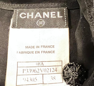 Rare Chanel 08A 2008 Fall Black Silk Chiffon Blouse Camisole Top FR 38 US 4/6