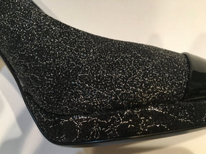NIB New In Box Chanel Dark Silver Glitter patent platform Heel Pumps 2013, 13K ‘World Map’ Collection EU 38.5 US 7.5/8