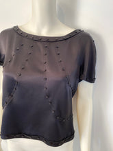 Load image into Gallery viewer, Rare Chanel 2003 Fall 03A Black Satin Snap Collection Blouse FR 42