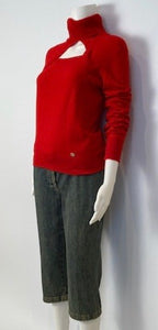 Chanel 06A 2006 Fall Red Wool Keyhole Bolero Sweater US 4/6/8