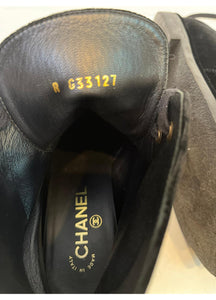 Chanel Black Suede Lace Up Ankle Boots EU 39 US 8.5