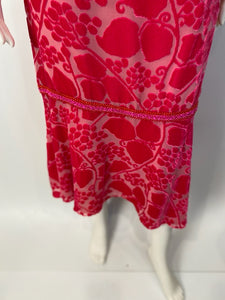 Rare Vintage Chanel 2001 Cruise 01C Pink Velvet Floral 2 Piece Top Matching Skirt Set FR 40/42 US 6/8