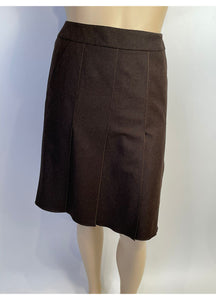Chanel Vintage 99A 1999 Fall Brown Wool Pleated Skirt US 14
