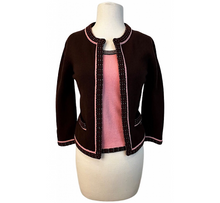 Load image into Gallery viewer, Chanel 05A 2005 Fall Cashmere Pink Brown Camisole Blouse Cardigan Twinset FR 34 US 2/4