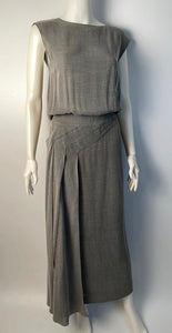 Vintage Chanel 99P 1999 Spring Grey 3 Piece Skirt Blouse Jacket Dress Outfit Set FR 36