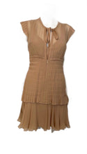 Load image into Gallery viewer, Vintage 2002 Chanel 2 piece beige silk chiffon pleated accordion dress set US 6