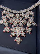 Load image into Gallery viewer, Rare Chanel 16S 2016 Spring Bib Collar Red Blue Gripoix Silver Necklace