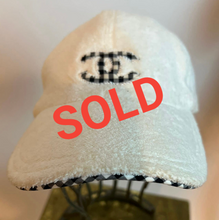 Load image into Gallery viewer, Chanel White CC Terry Cloth Cotton Baseball Cap Hat Size Medium