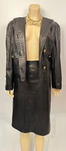 Load image into Gallery viewer, Rare Chanel Vintage 1980/1990 Black Leather Jacket and Skirt Suit FR 42