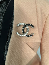 Load image into Gallery viewer, Chanel 2018 Black Woven Lambskin CC Crystal Baguette Pin Brooch
