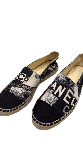 Chanel 20P Graffiti Grosgrain Espadrilles EU 37 US 6/6.5