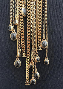Rare Chanel 11P Runway CC Gripoix Gold Metal Extra Long Chains Necklace