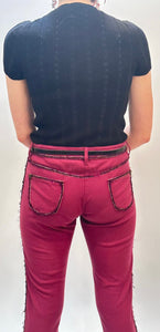 Chanel Soft Raspberry Jeans with Silver Plum Trim FR 40