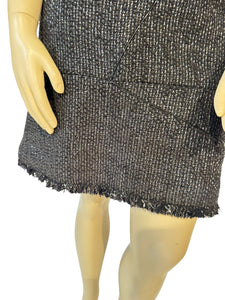 Chanel Black Tweed Dress with Piping and Fringe FR 42 US 6/8
