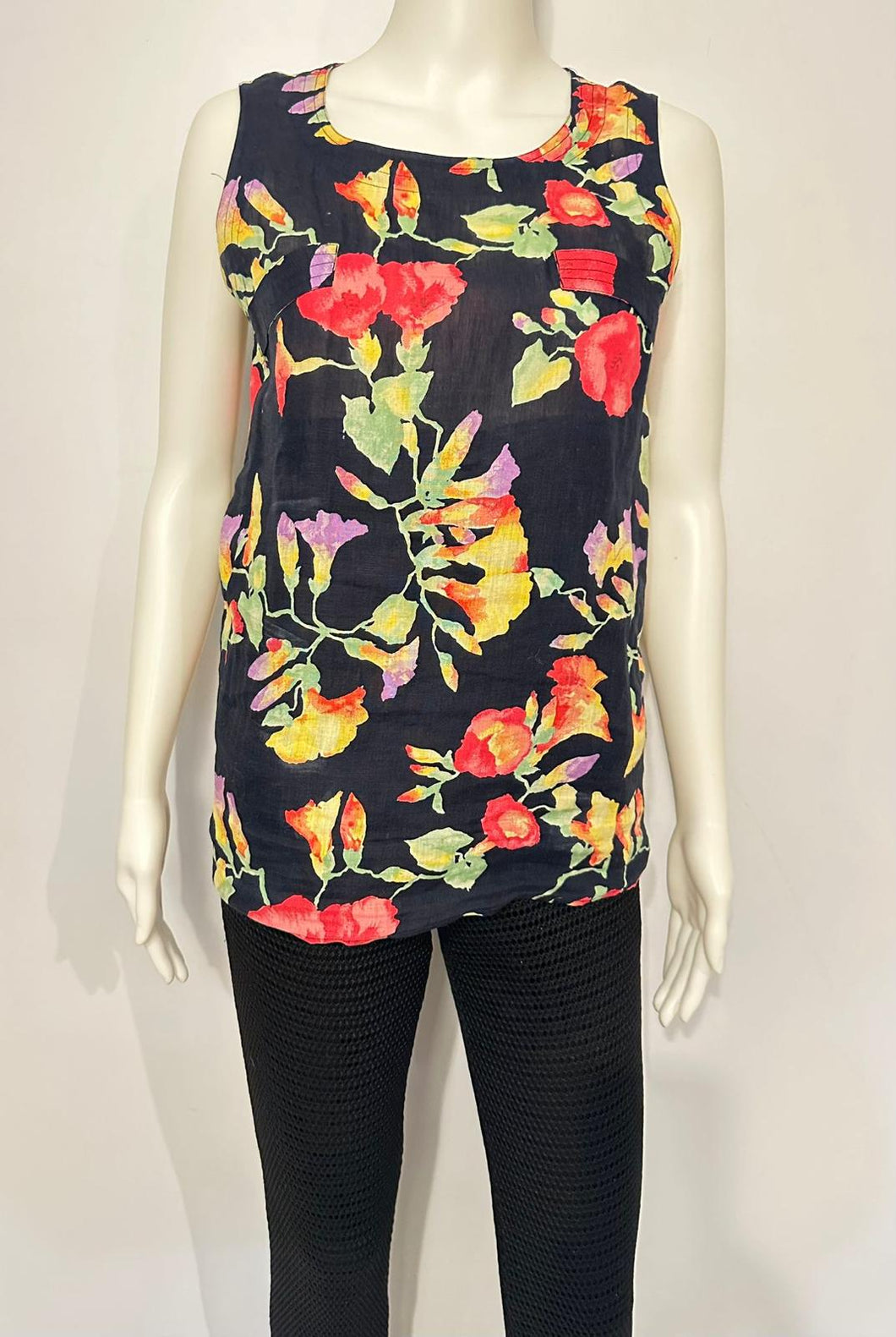 Rare Chanel Vintage Floral Linen Blouse FR 34 US 0/2