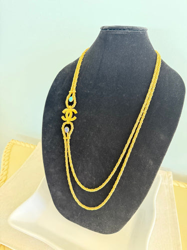 Chanel 19A 2019 Fall Paris Egypt Nile Collection Long Gold Rope Necklace Belt with Stones