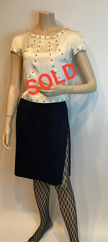 Chanel 03A Snap Collection 2003 Fall Off White/Ivory Blouse Top FR 36 US 2/4