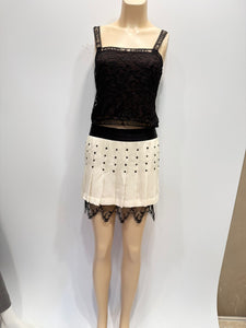 Rare 98A Chanel Runway Vintage black CC Logo lace cami blouse FR 38 US 4