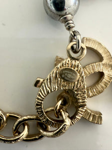 Chanel 16S Long Metal Beaded CC Anchor Necklace
