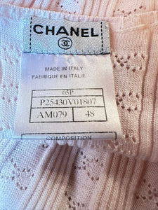 Chanel 05P Stretchy CC Light Pink Top Blouse FR 48 US 12/14