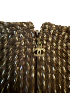 Chanel Black Tweed Dress with Piping and Fringe FR 42 US 6/8