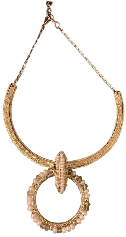 Rare Chanel 16A Paris in Rome Gold Pearl Runway Collar Statement Necklace