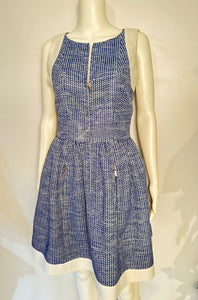 Chanel 13P Runway Blue White Dress Matching Bolero Jacket FR 40/42 US 4/6