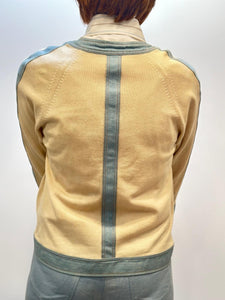 Chanel 07P 2007 Spring Ecru and Denim Trim Cardigan FR 40