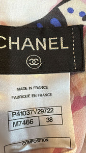 Chanel 11P 2011 Spring Black Floral Silk Chiffon Top Blouse FR 38 US 4/6