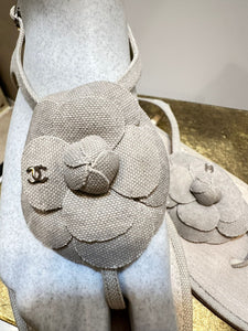 Chanel Beige Summer Camellia Thong Sandals EU 38C US 7.5